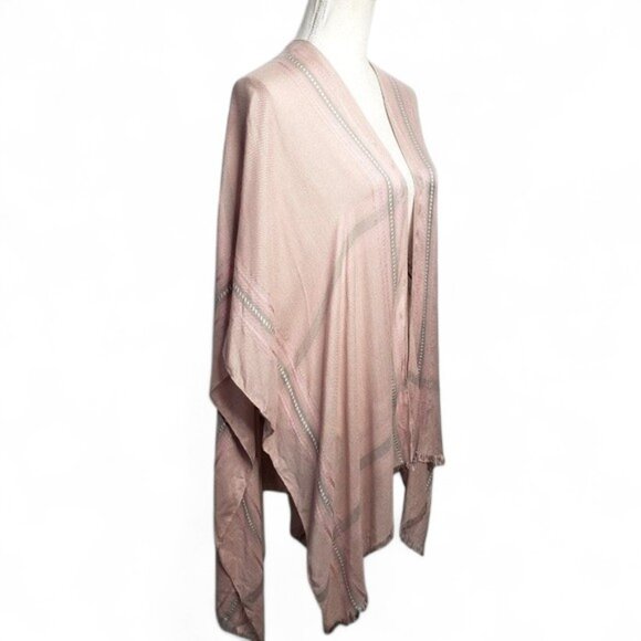 NWT LC Lauren Conrad Kimono Wrap Women's Metallic Striped Open Front OS - Picture 3 of 7
